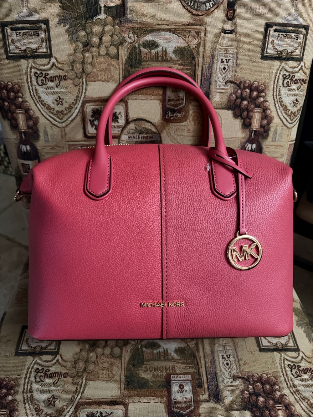 Michael Kors Hot Pink Pebbled Leather Satchel